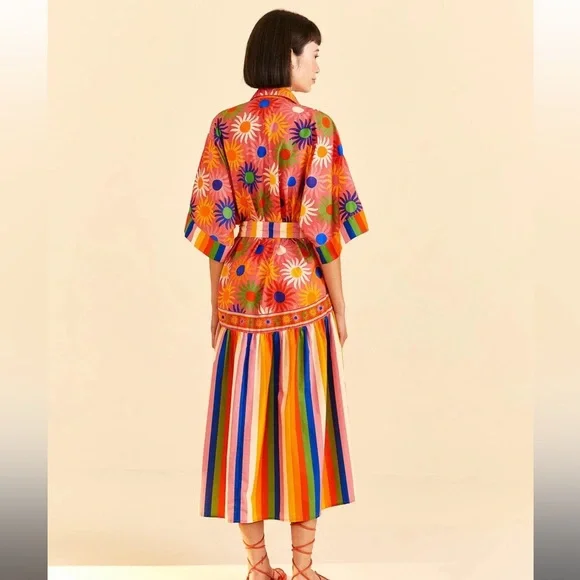 FARM Rio Multicolor Floral Striped Maxi Dress - Picture 5 of 6